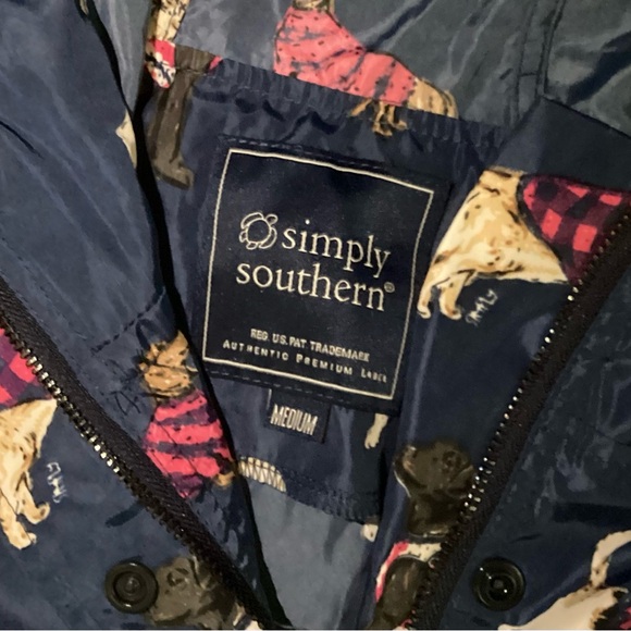 Simply Southern Blue and Pink Windbreaker with Dog Design - Picture 2 of 3